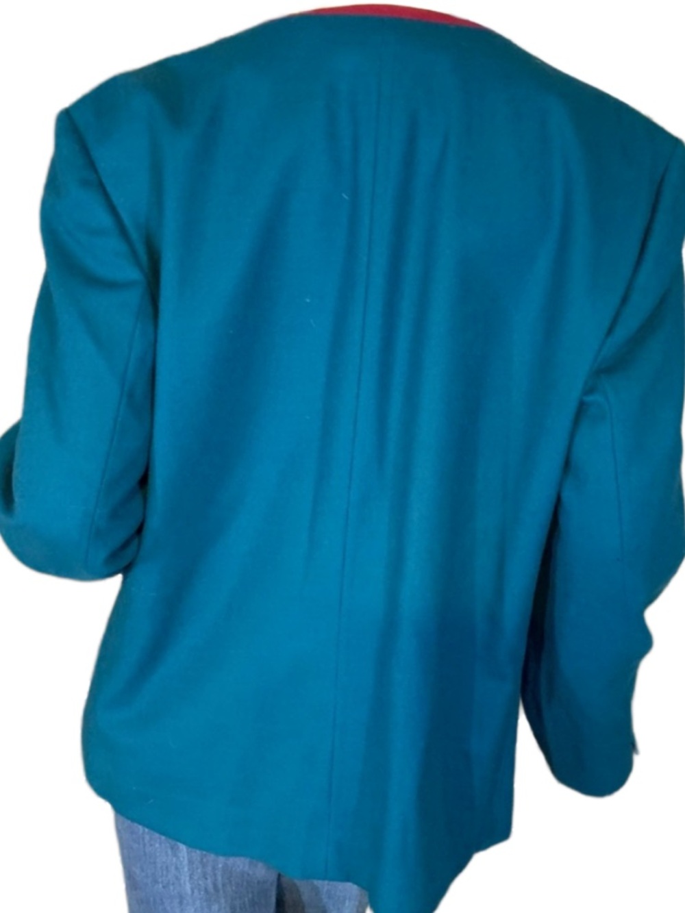 PENDLETON TEAL BLUE AND PINK VINTAGE 1980'S WOOL BLAZER (16) - Picture 5 of 15